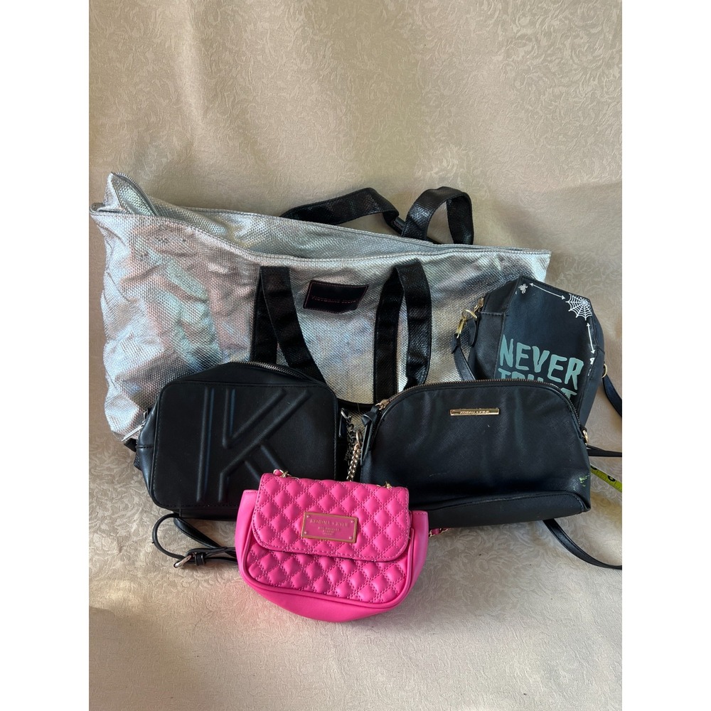 Kendall Kylie Purse Lot Victoria Secret Duffle Tote Black Crossbody Coffin Bag 5